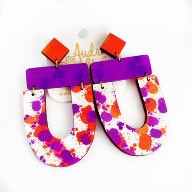 Purple and Orange Gameday Clemson Tigers Collegiate Earrings