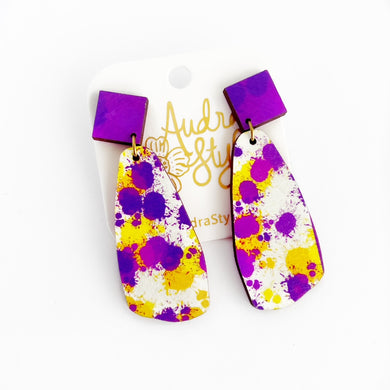 Gameday LSU Tigers ECU Pirates Purple Yellow Gold Collegiate Earrings