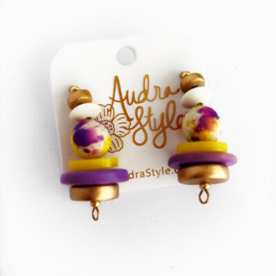 Gameday LSU Tigers ECU Pirates Purple Yellow Gold Collegiate Earrings