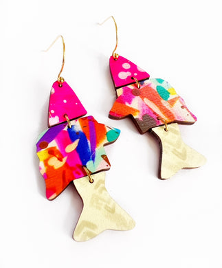 Fish Dangle Earring Colorful Coastal Beach Spring Summer