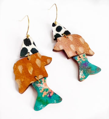 Fish Dangle Earring Colorful Coastal Beach Spring Summer