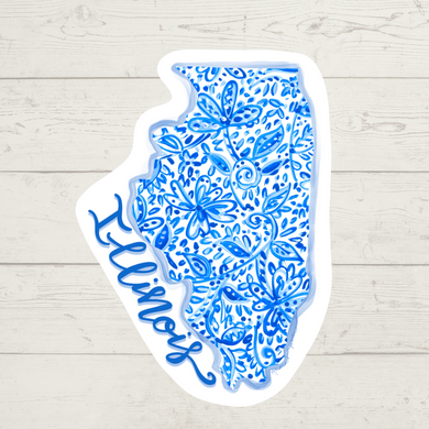 Blue and White Illinois Sticker
