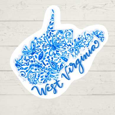 Blue and White West Virginia Sticker