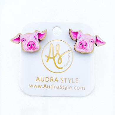 Pig Stud Earring Farm Animal Pop Art Spring