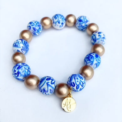 Christmas Bracelet - Audra Style™ Stacking Bracelet - Blue White Gold