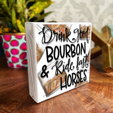 Derby Horse Drink Good Bourbon - Case of 3 Wood Block